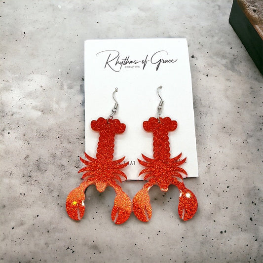 Crawfish Boil Earrings - Crawfish Earrings, Mardi Gras, New Orleans, Lobster Earrings, Mardi Gras Accessories, Cajun Earrings, Crawdaddy