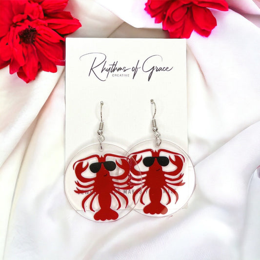 Crawfish Earrings - Crawfish Bool, Mardi Gras, New Orleans, Lobster Earrings, Mardi Gras Accessories, Cajun Earrings, Crawdaddy, Crayfish