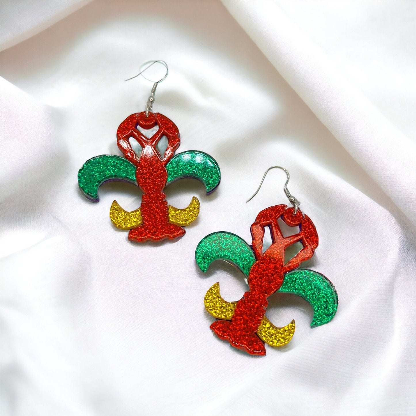 Dive into the Cajun Spirit with Fleur de Lis Crawfish Earrings! - Rhythms of Grace Creative