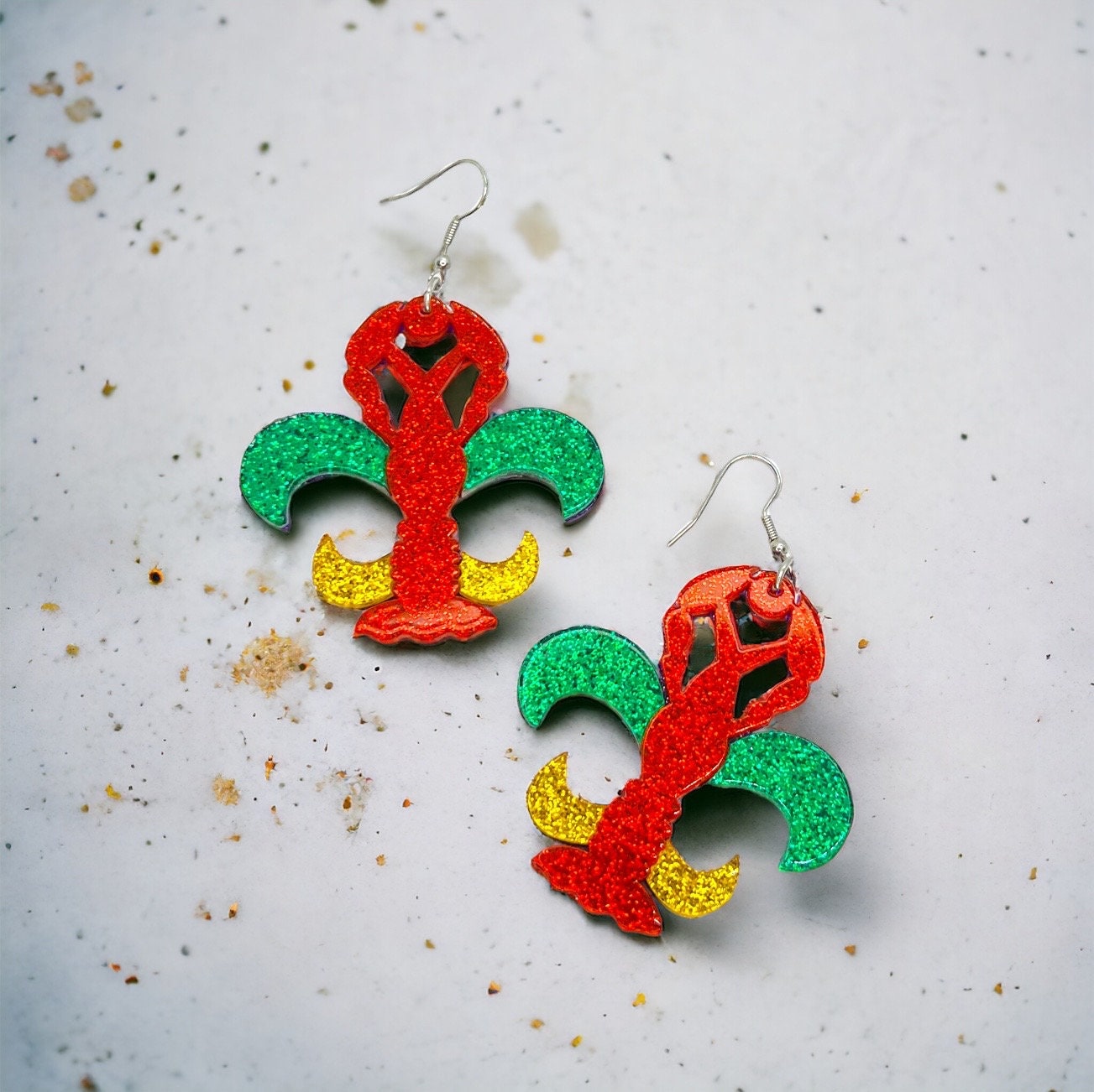 Dive into the Cajun Spirit with Fleur de Lis Crawfish Earrings! - Rhythms of Grace Creative