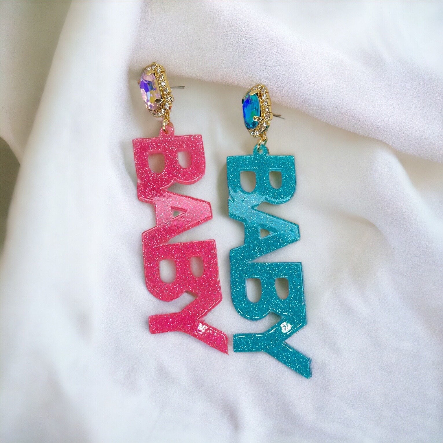 Gender Reveal Earrings - Baby Shower, New Mom, Mother’s Day, Mom Earrings, Momma Earrings, Mama Earrings, Team Pink, Team Blue, Pink or Blue