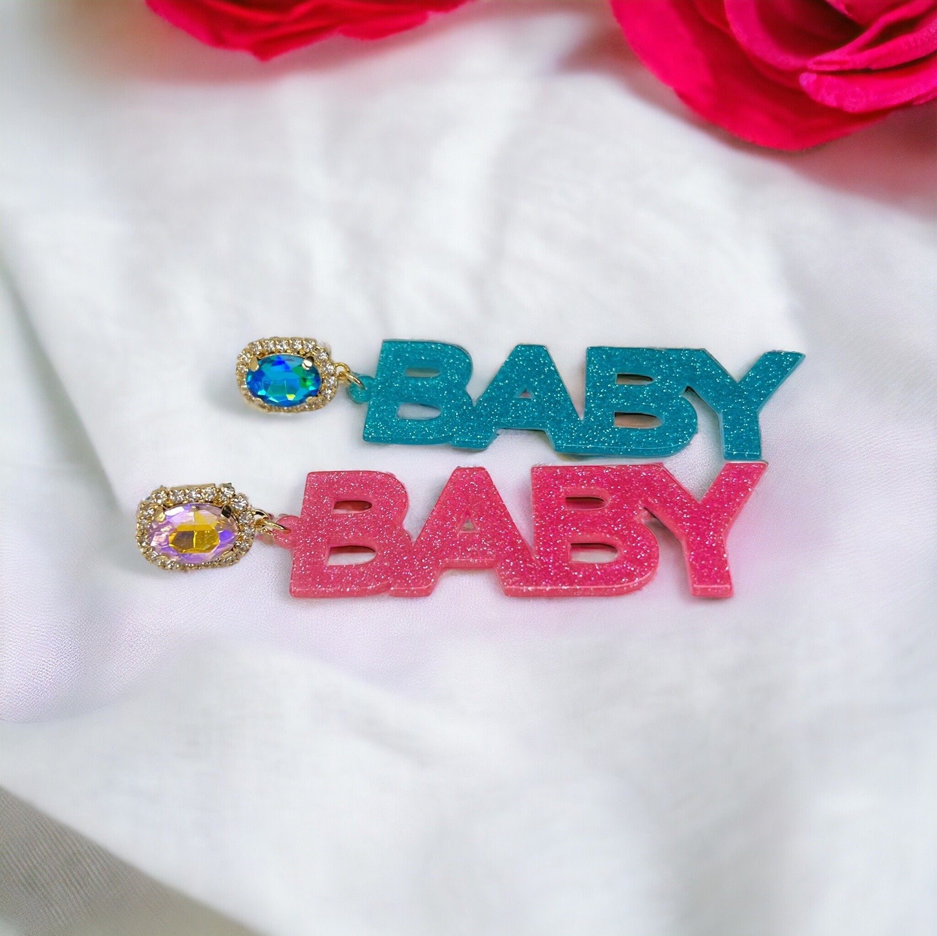 Gender Reveal Earrings - Baby Shower, New Mom, Mother’s Day, Mom Earrings, Momma Earrings, Mama Earrings, Team Pink, Team Blue, Pink or Blue