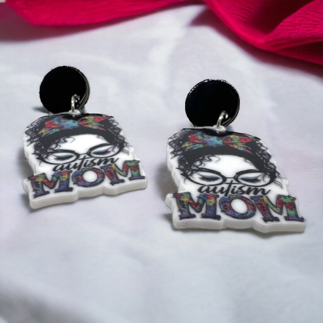 Autism Mom Earrings - Handmade Earrings, Baby Shower, New Mom, Mother’s Day, Mom Earrings, Momma Earrings, Autism Earrings, Autism Awareness