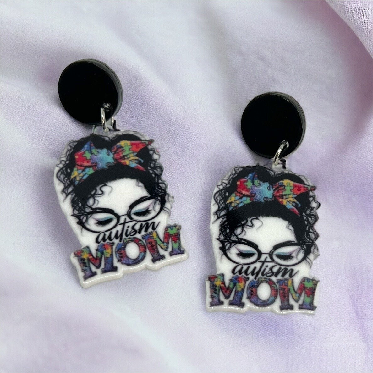Autism Mom Earrings - Handmade Earrings, Baby Shower, New Mom, Mother’s Day, Mom Earrings, Momma Earrings, Autism Earrings, Autism Awareness