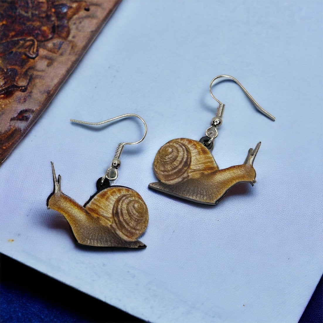 Snail Earrings - Snail Jewelry, Handmade Earrings, Handmade Jewelry, Animal Earrings, Animal Jewelry, Snail Design, Snail Shell, Slime