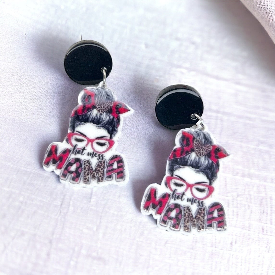 Hot Mess Mama Earrings - Handmade Earrings, Baby Shower, Mother’s Day, Mom Earrings, Momma Earrings, Hot Mess, #MomLife, Hot Mess Earrings