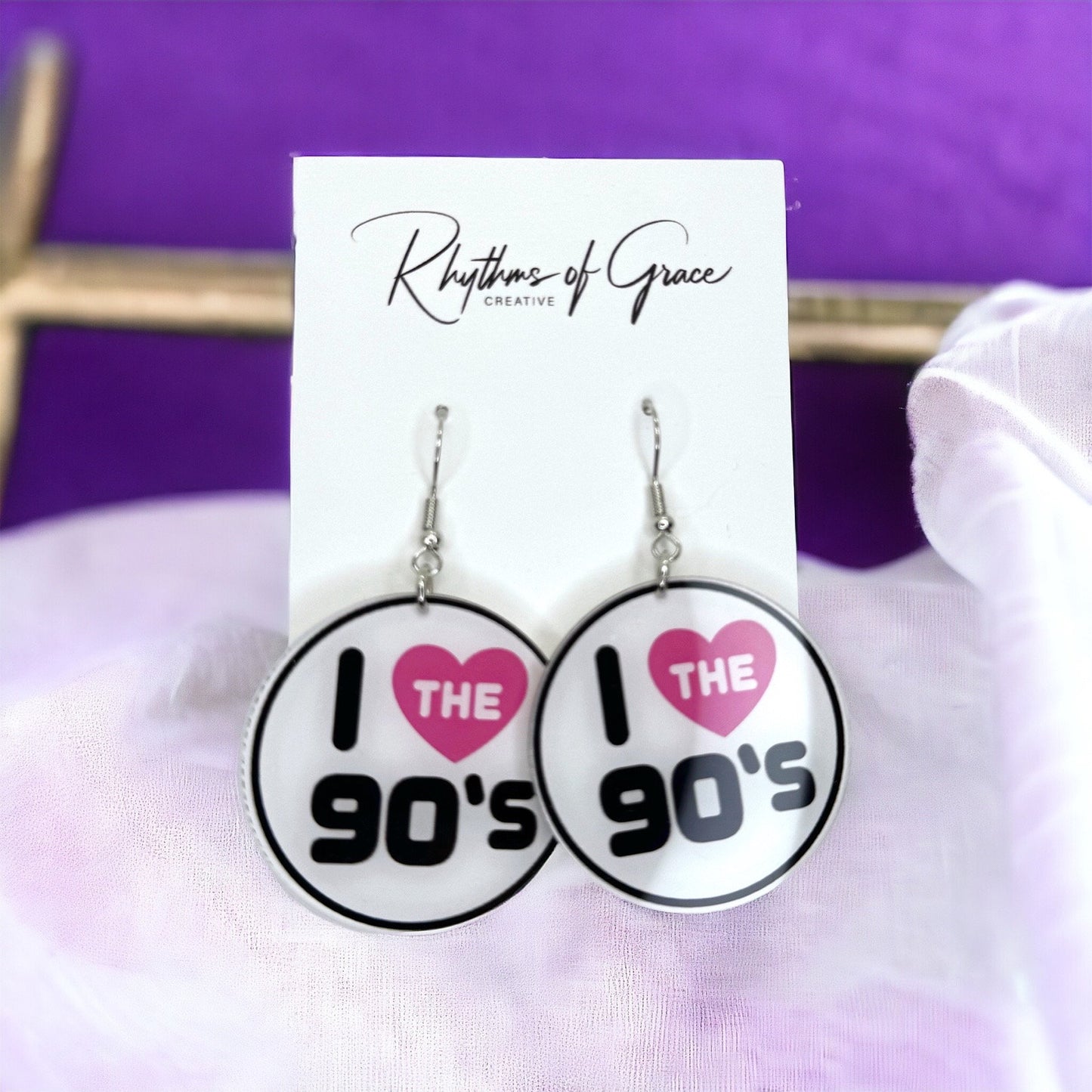 90’s Earrings - I Love the Nineties, Handmade Earrings, Retro Earrings, Nineties Accessories, Nineties Earrings, 90’s Accessories, Decade