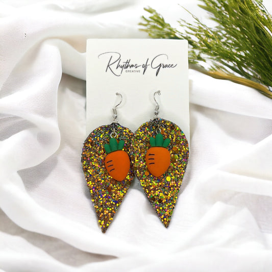 Sparkle & Shine: Whimsical Glitter Carrot Dangle Earrings! - Rhythms of Grace Creative