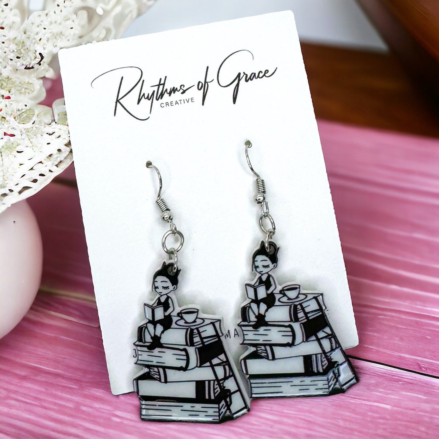 Librarian Earrings - Teacher Earrings, Book Club, Book Club Earrings, Handmade Earrings, Librarian Jewelry, Writer Gift, Author, Writing