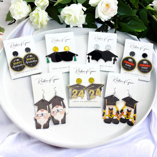 Graduation Dangle Earrings – Celebrate Your Achievement in Style! 🎓 - Rhythms of Grace Creative
