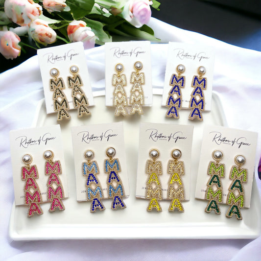 Sparkle with Pride: Rhinestone MAMA Earrings! - Rhythms of Grace Creative