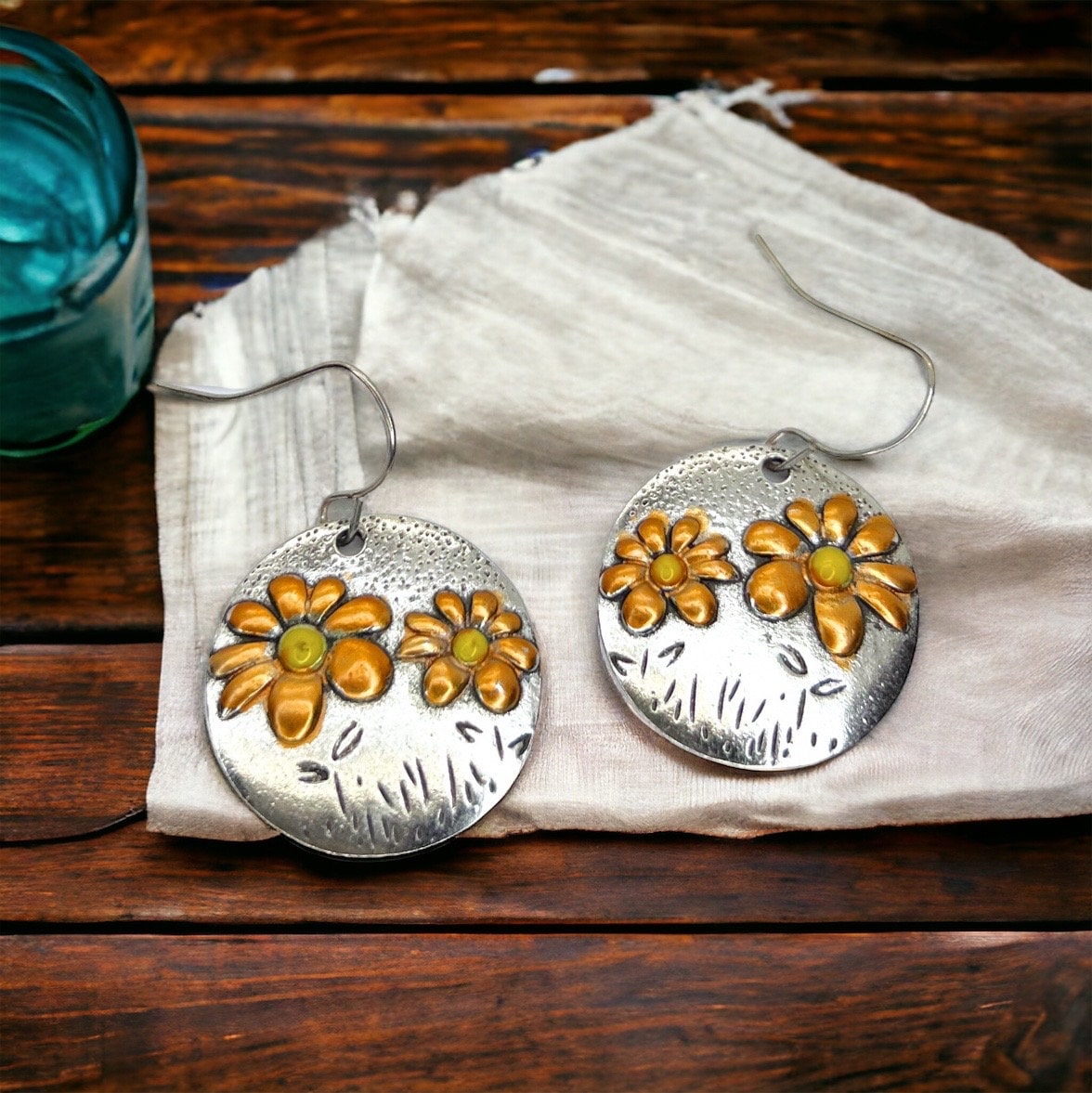 Boho Chic Earrings - Neutral Jewelry, Dangle Earrings, Boho Chic, Boho Style, Bohemian Earrings, Bohemian Style, Handmade Earrings, Flower