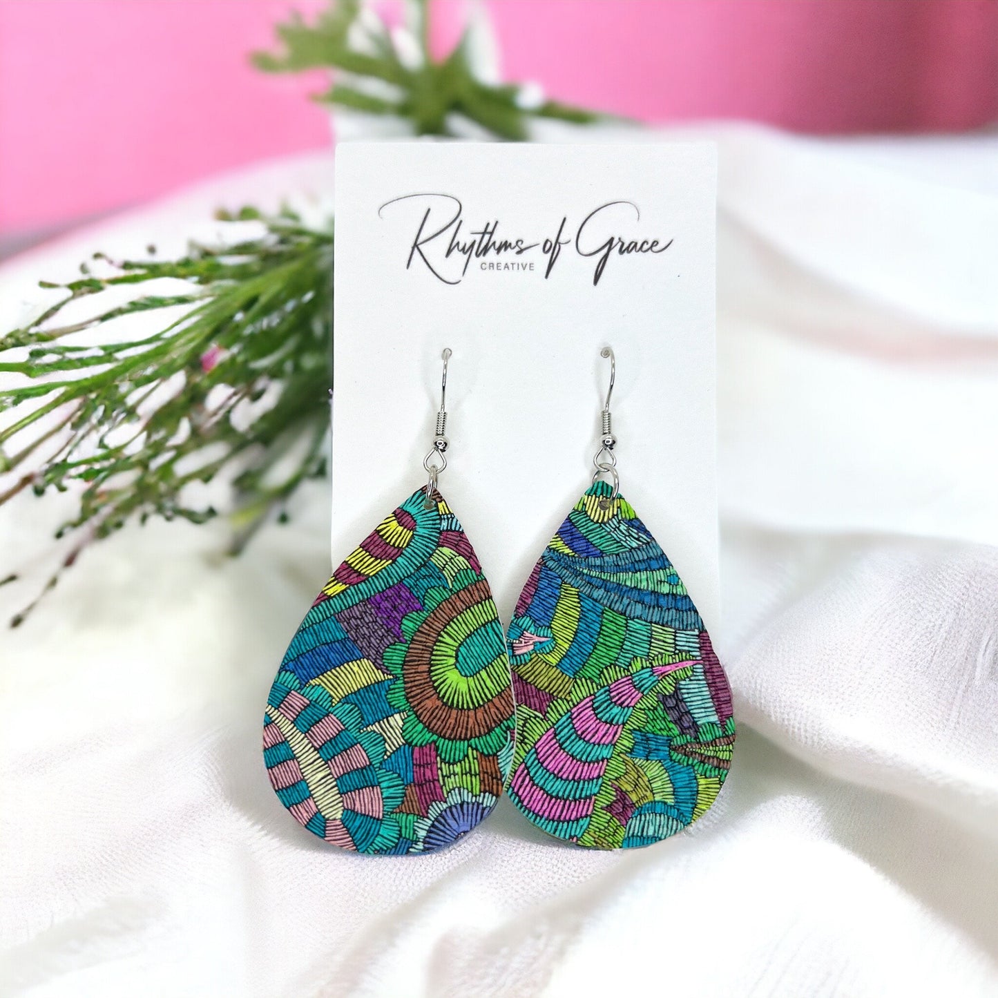 Paisley Earrings - Neutral Jewelry, Dangle Earrings, Boho Chic, Boho Style, Bohemian Earrings, Bohemian Style, Handmade Earrings, Colorful