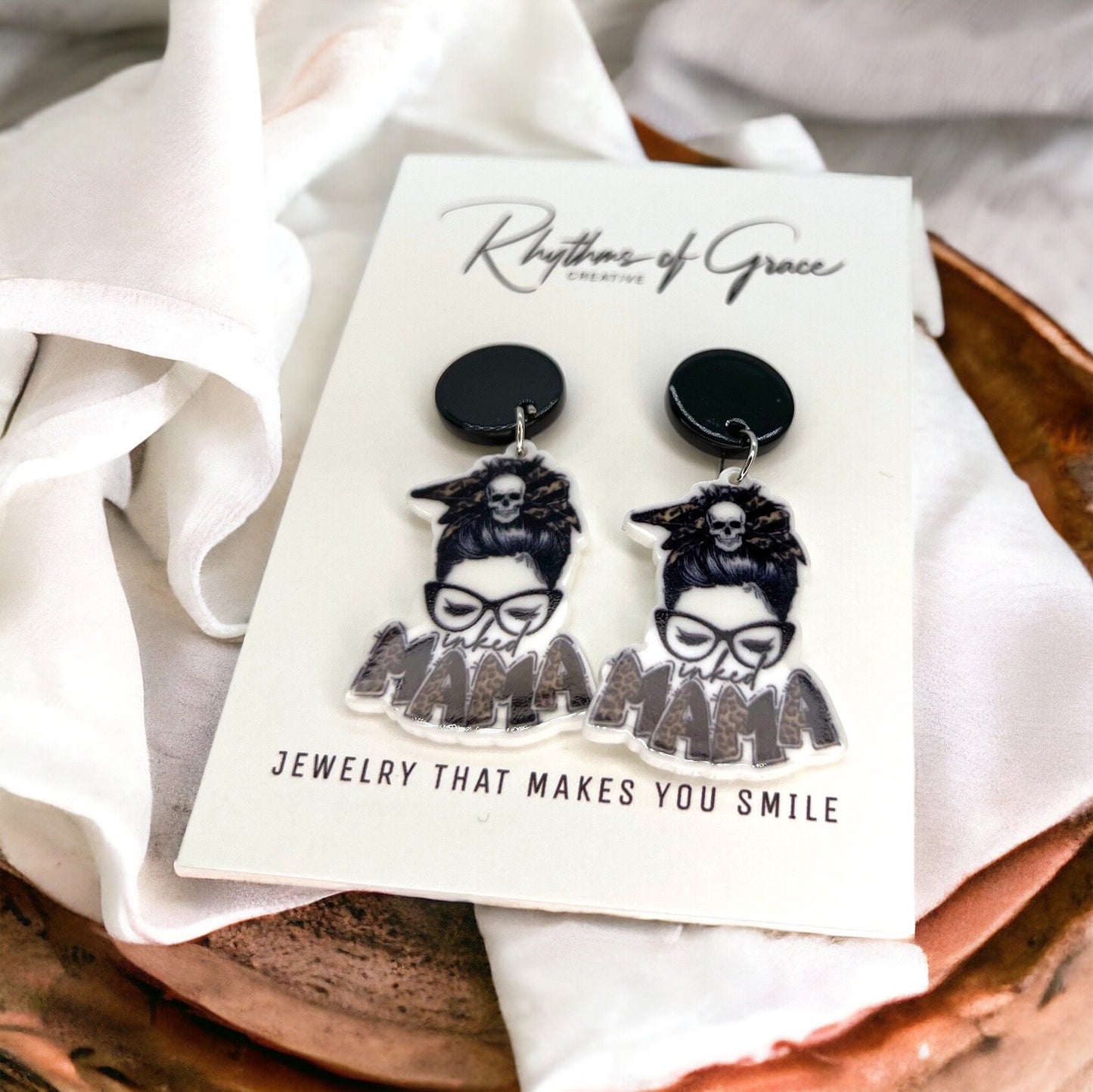 Inked Mama Earrings - Celebrate Moms with Attitude! 🌟 - Rhythms of Grace Creative