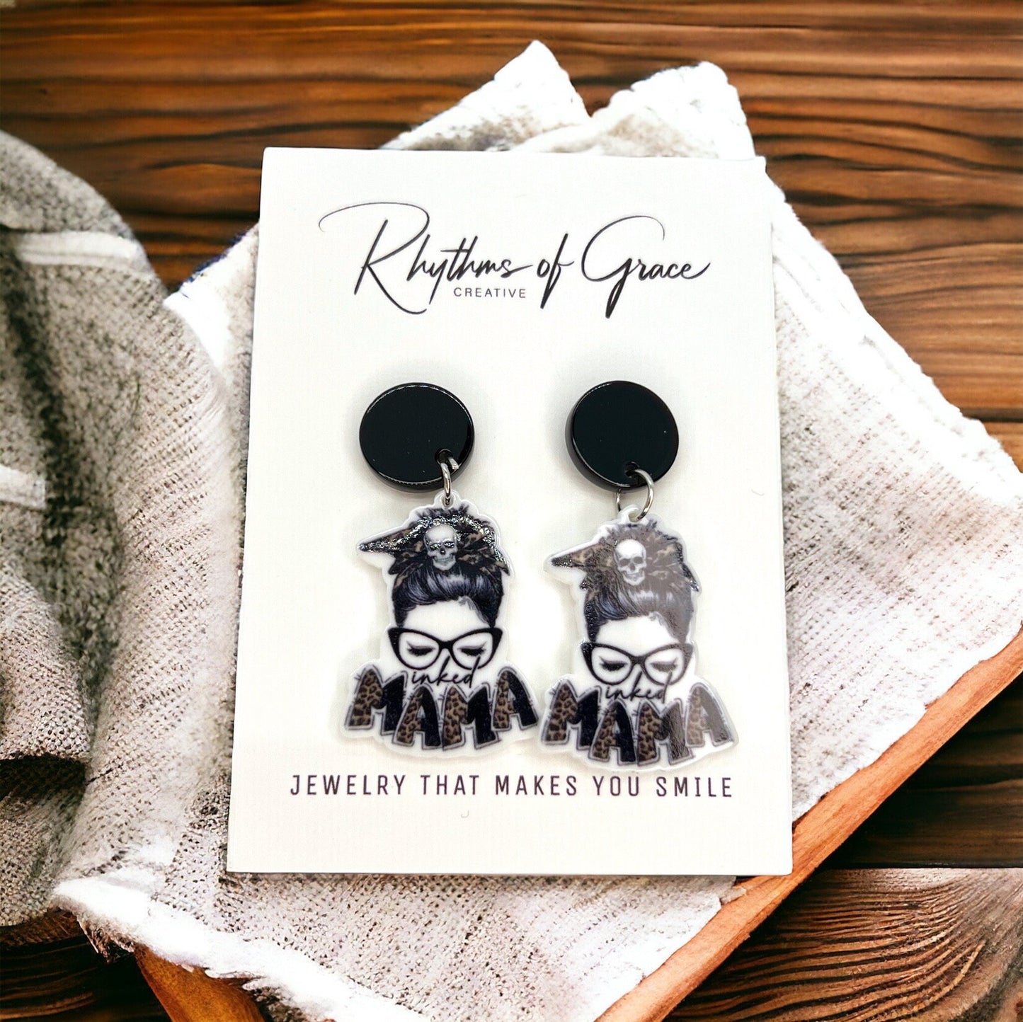 Inked Mama Earrings - Celebrate Moms with Attitude! 🌟 - Rhythms of Grace Creative