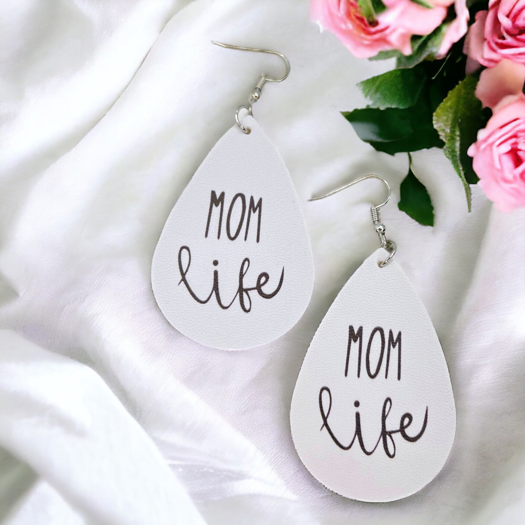 Mom Life Earrings - Handmade Earrings, Baby Shower, New Mom, Mother’s Day, Mom Earrings, Momma Earrings, Pregnancy Announcement, Messy Bun