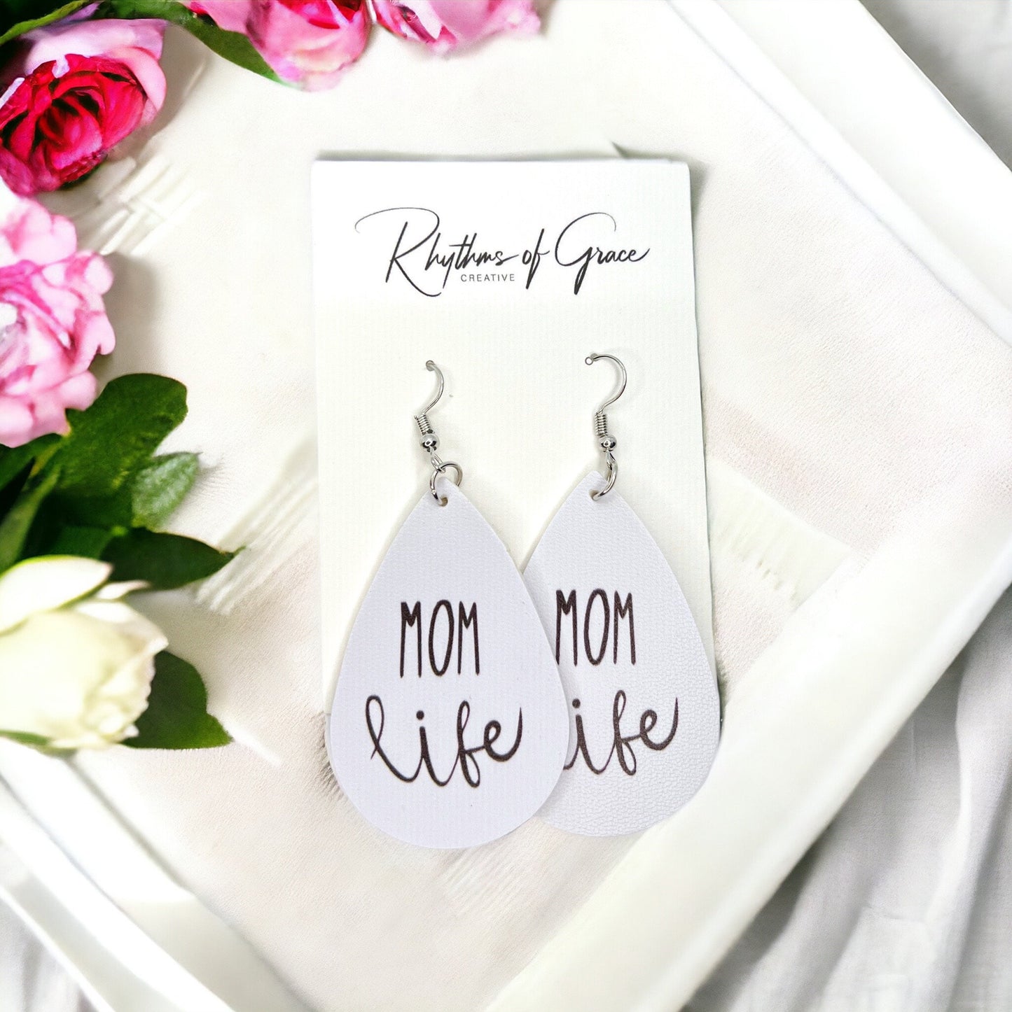 Mom Life Earrings - Handmade Earrings, Baby Shower, New Mom, Mother’s Day, Mom Earrings, Momma Earrings, Pregnancy Announcement, Messy Bun