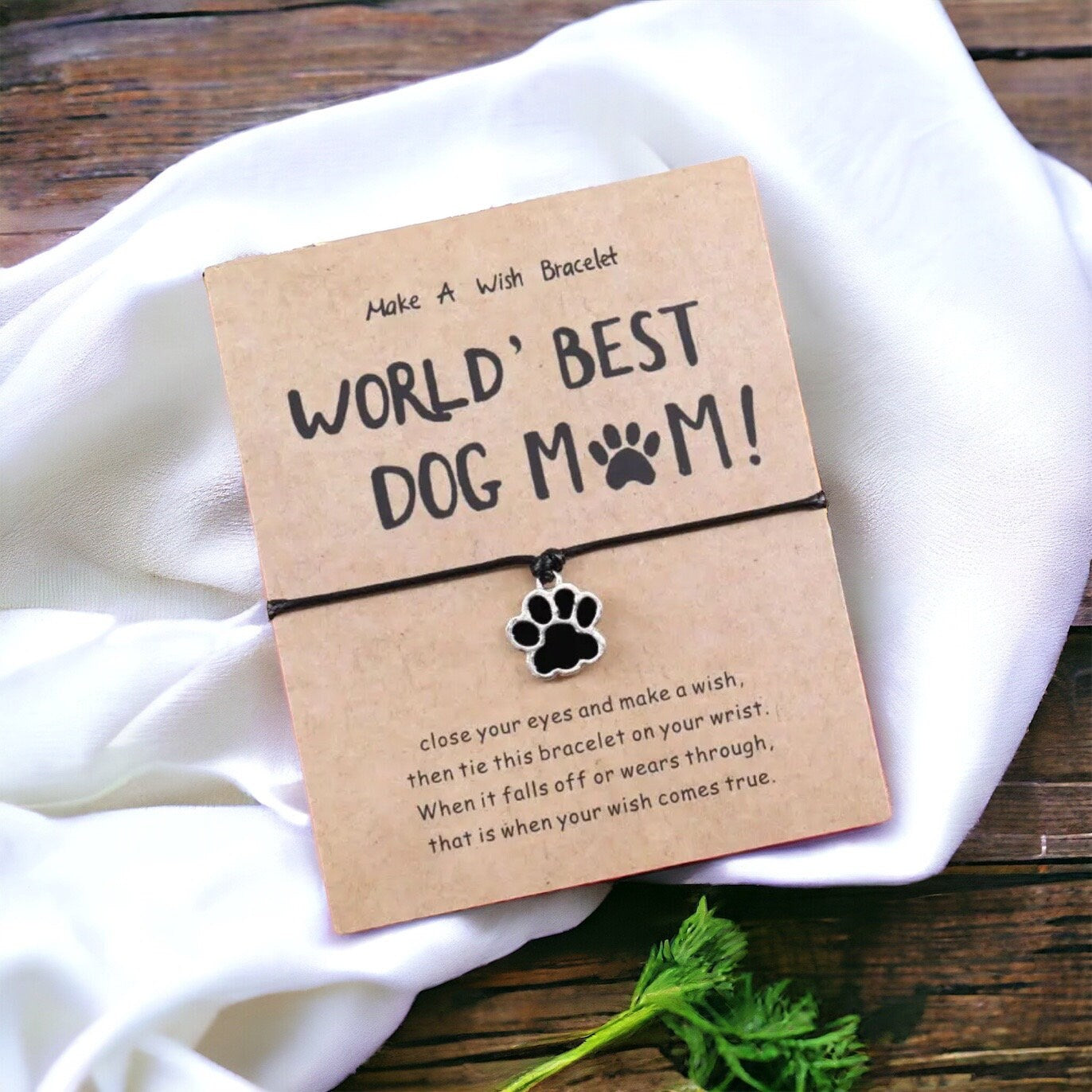 World’s Best Dog Mom Bracelet - Friendship Bracelet, Mother’s Day, Wish Bracelet, Parent Child Bracelet, Dog Mom, Furbaby, Paw Print, Puppy