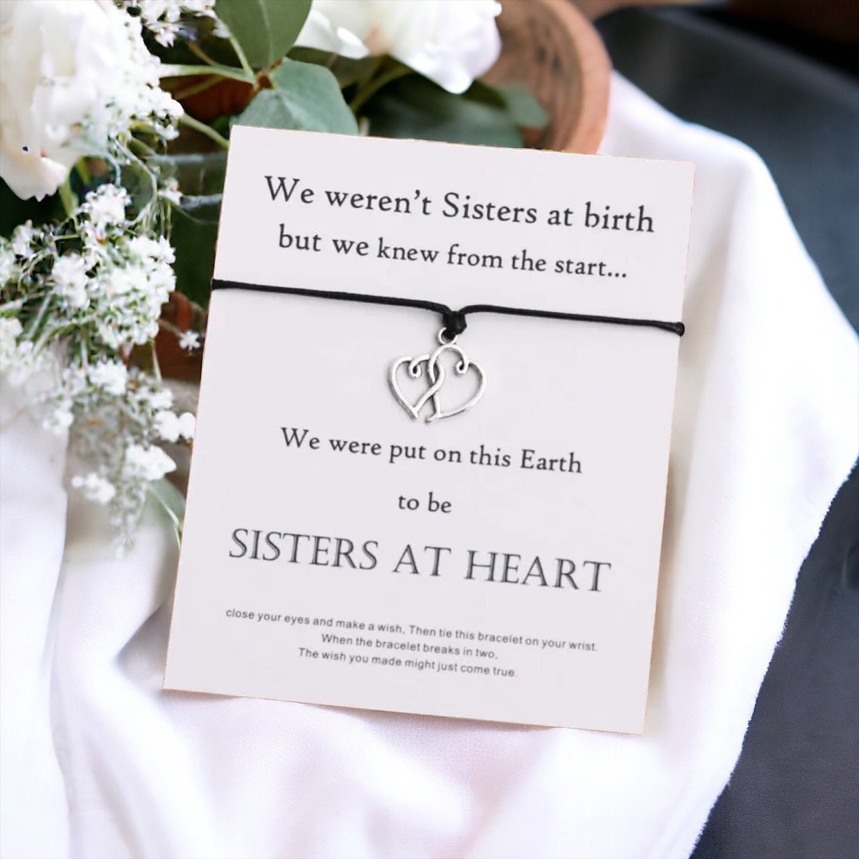Sisters at Heart Bracelet - Friendship Bracelet, Best Friend, Wish Bracelet, Sister in Law, Bestie Bracelet, Handmade Bracelet, Best Friends