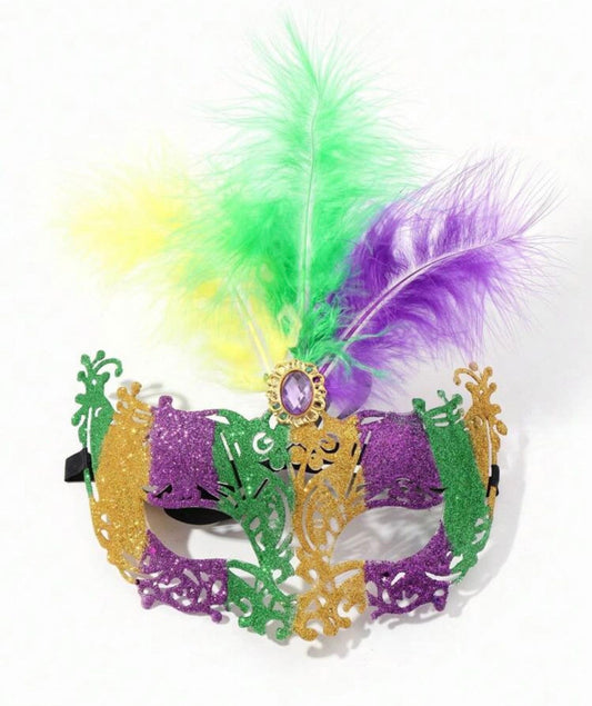 Mardi Gras Masquerade Mask - Mardi Gras Ball, New Orleans, NOLA, Purple Green Gold, Mardi Gras, Parade Outfit, Glitter Mask, Masquerade Ball