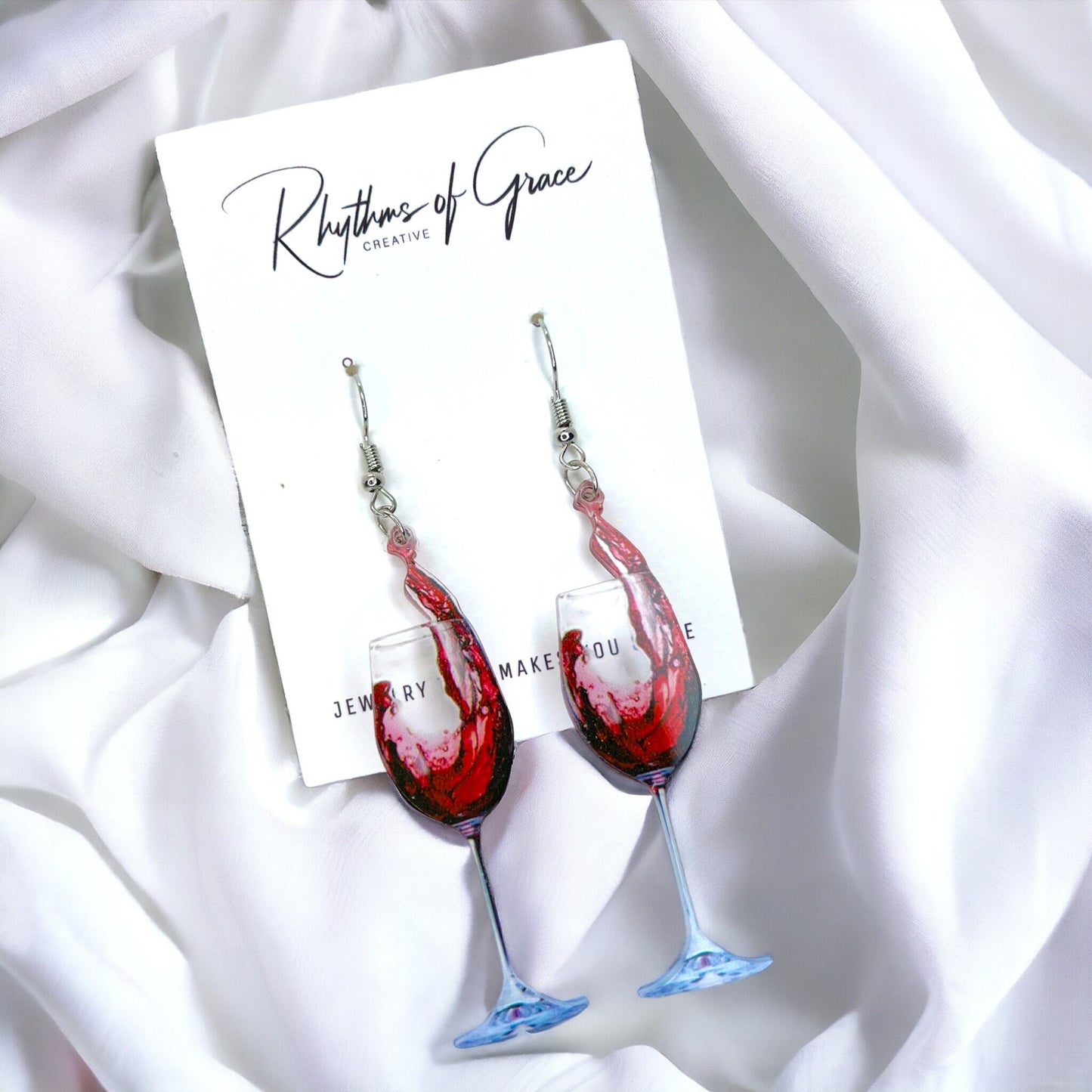 Wine Earrings - Happy Hour, Wine Down, Bachelorette Earrings, Bachelorette Accessories, Drink Earrings, Liquid Therapy, White Wine, Red Wine