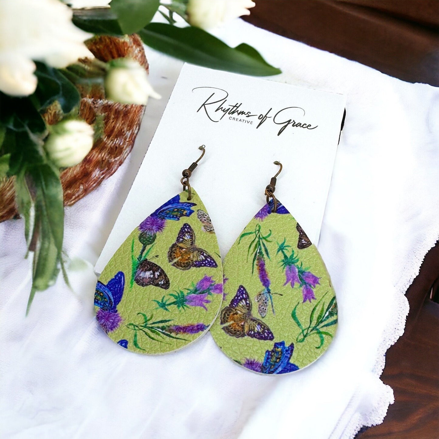 Butterfly Earrings - Easter Earrings, Handmade Earrings, Butterfly Jewelry, Butterfly Accessories, Floral Accessories, Easter Accessories