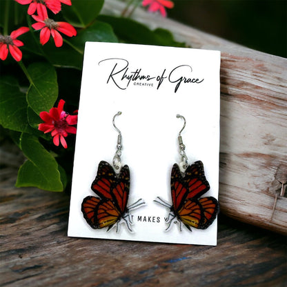 Butterfly Earrings - Easter Earrings, Handmade Earrings, Butterfly Jewelry, Butterfly Accessories, Easter Accessories, Monarch Butterfly