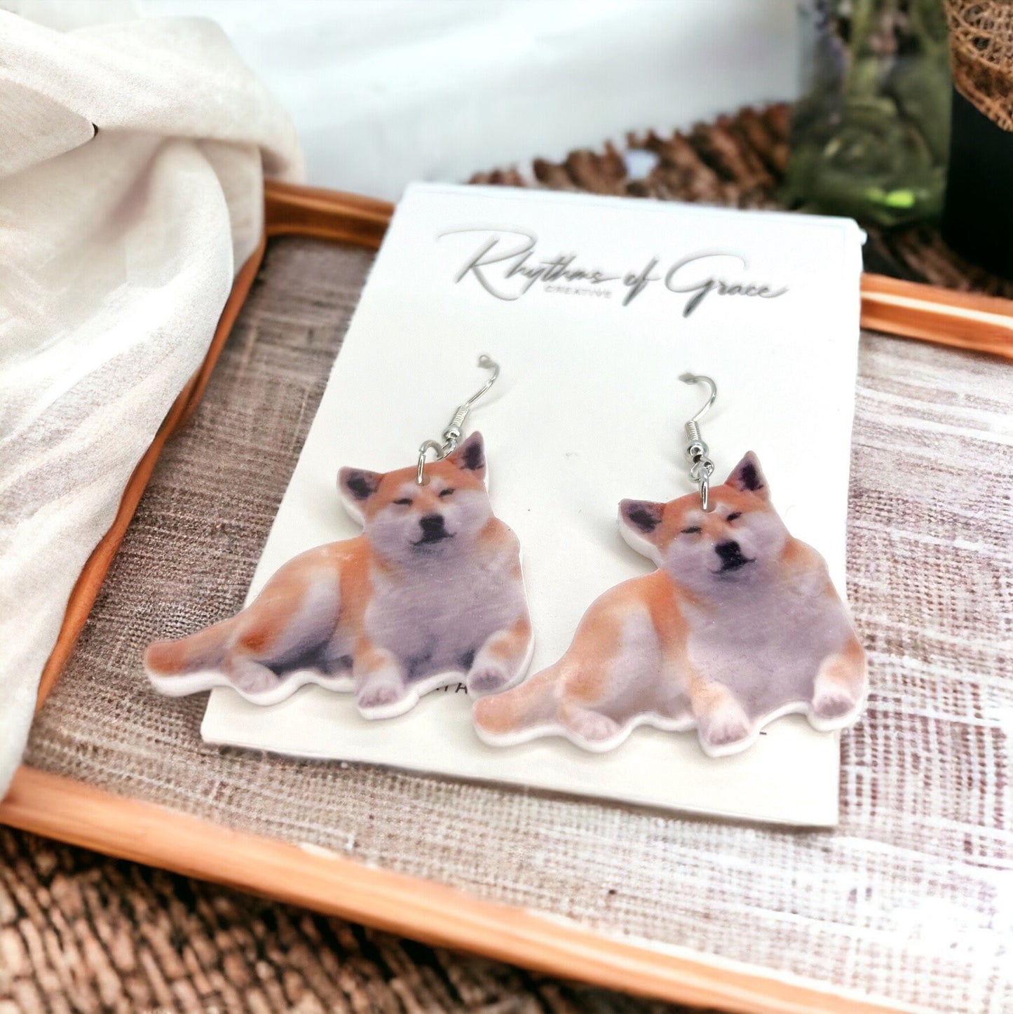 Shiba Inu Earrings - Japanese Akita, Dog Earrings, Dog Jewelry, Dog Mom, Japanese Shiba Inu, Dog Accessories, Furbaby, Shiba Inu Gift
