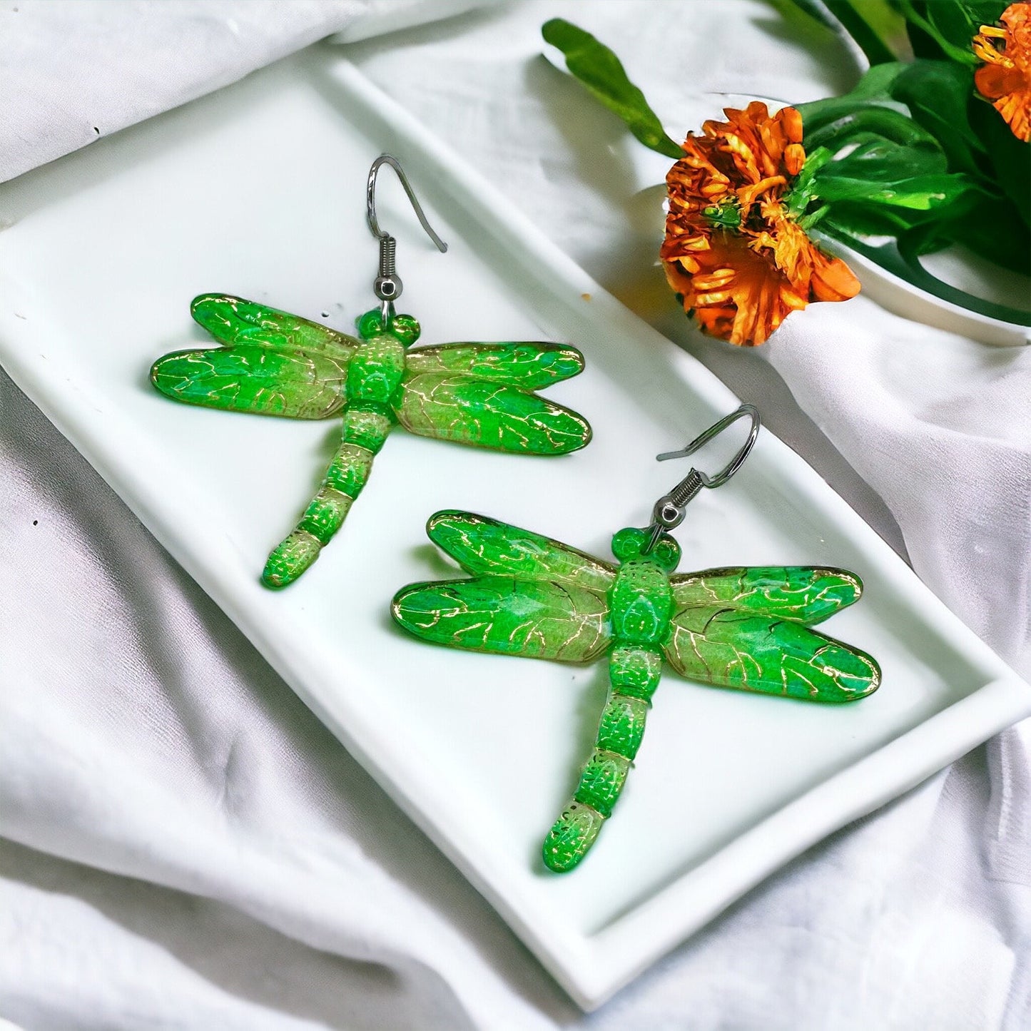 Dragonfly Earrings - Dragonfly Jewelry, Dragonfly Wing, Handmade Earrings, Handmade Jewelry, Animal Earrings, Dragonfly Accessories, Easter