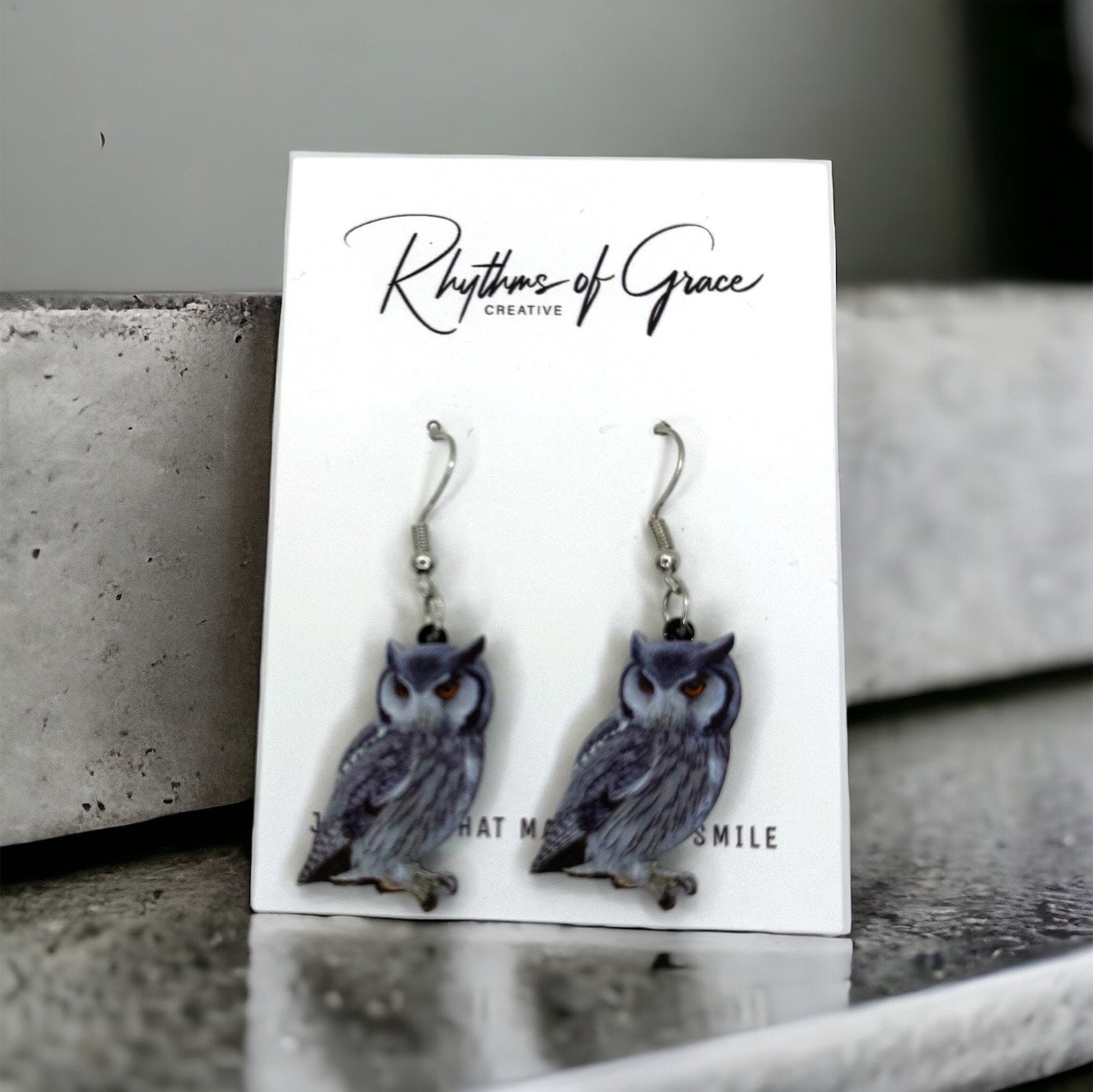 Owl Earrings - Owl Jewelry, Horned Owl, Bird Earrings, Handmade Earrings, Handmade Jewelry, Animal Earrings, Bird Jewelry, Owl Gift, Hoot