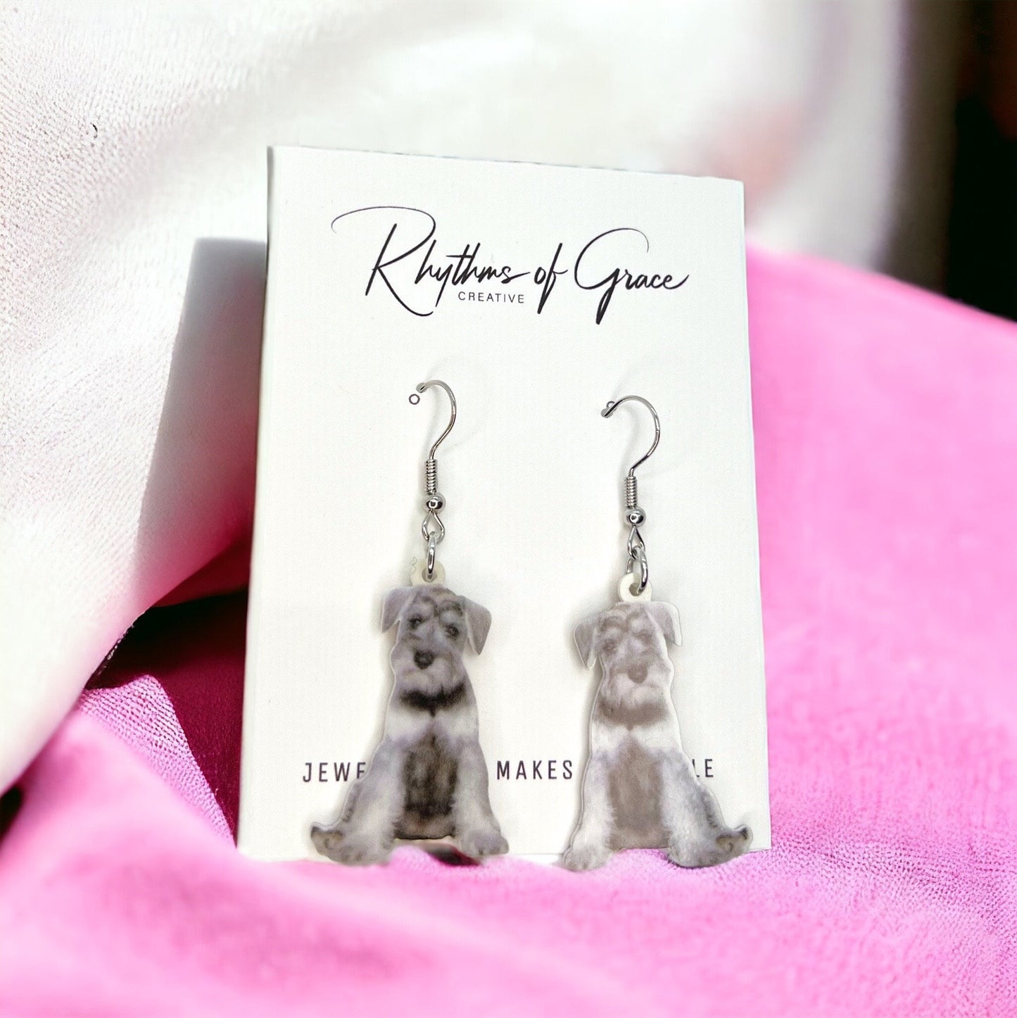 Schnauzer Earrings - Schnauzer Dog, Dog Earrings, Dog Jewelry, Dog Mom, Minature Schnauzer, Handmade Earrings, Schnauzer Gift, Grey Dog