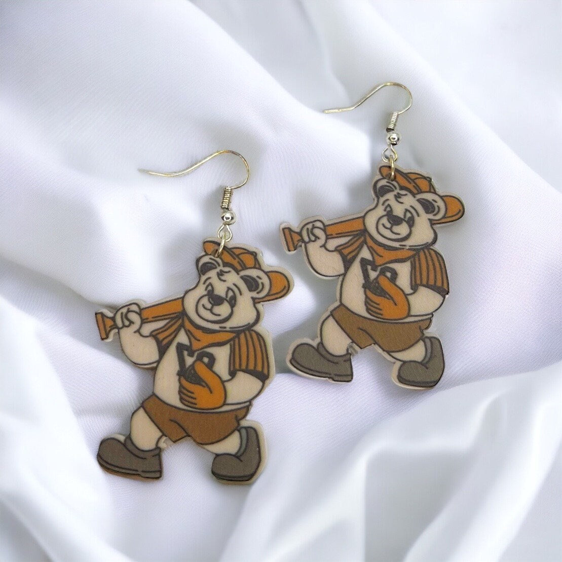 Teddy Bear Earrings - Teddy Bear Jewelry, Handmade Earrings, Daycare Teacher, Animal Earrings, Kindergarten Teacher, Baseball Earrings