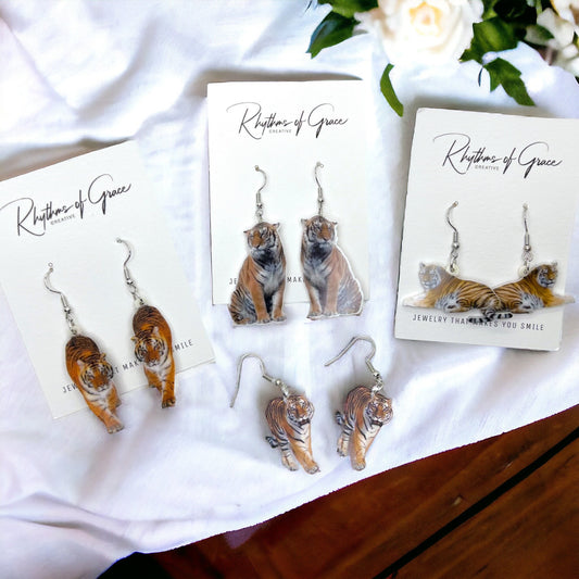 Tiger Earrings - Tiger Jewelry, Handmade Earrings, Handmade Jewelry, Animal Earrings, Tiger Football, Animal Jewelry, Tigers, Tiger Costume