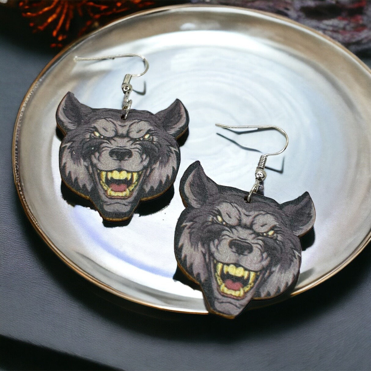 Wolf Earrings - Wolf Earrings, Handmade Earrings, Handmade Jewelry, Animal Earrings, Wolves, Wolves Football, Wolf Pack, Wolf Accessories