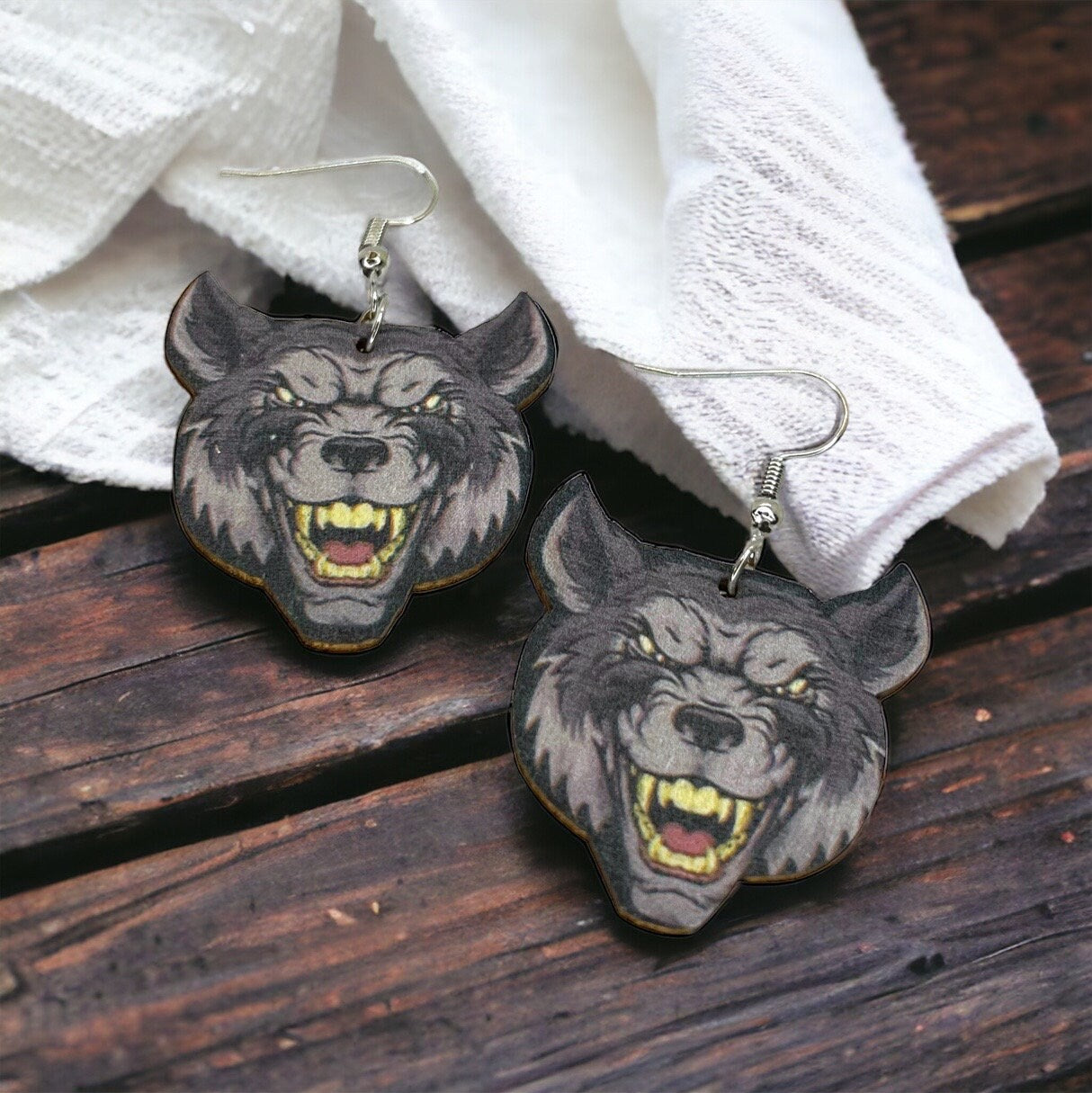 Wolf Earrings - Wolf Earrings, Handmade Earrings, Handmade Jewelry, Animal Earrings, Wolves, Wolves Football, Wolf Pack, Wolf Accessories