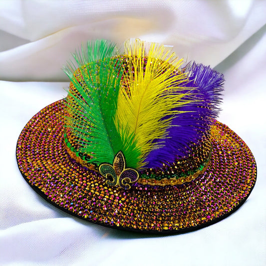 Rhinestone Mardi Gras Hat - Purple Green Gold, Mardi Gras Headpiece, Mardi Gras Accessories, Rhinestone Headband, Rhinestone Headpiece