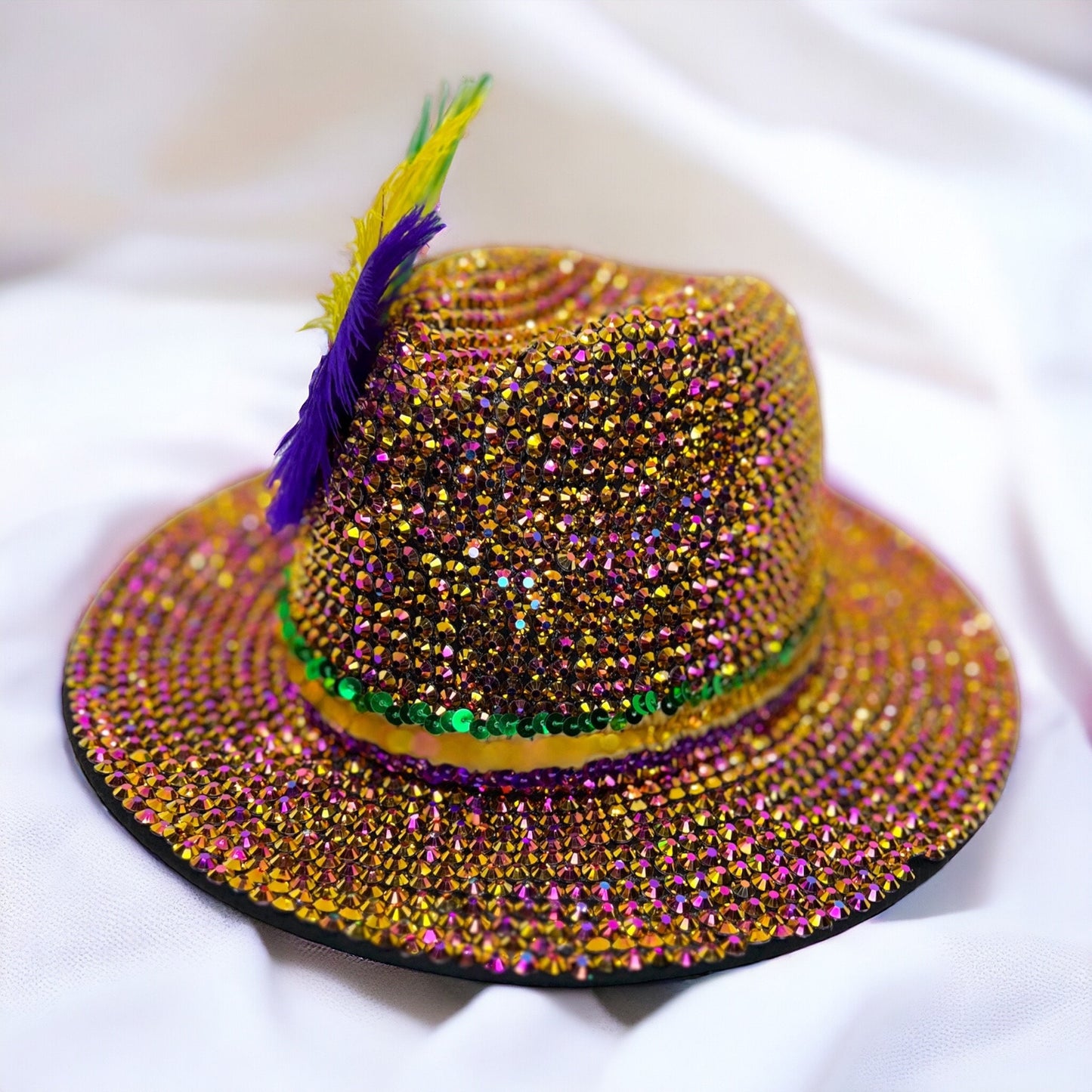 Rhinestone Mardi Gras Hat - Purple Green Gold, Mardi Gras Headpiece, Mardi Gras Accessories, Rhinestone Headband, Rhinestone Headpiece