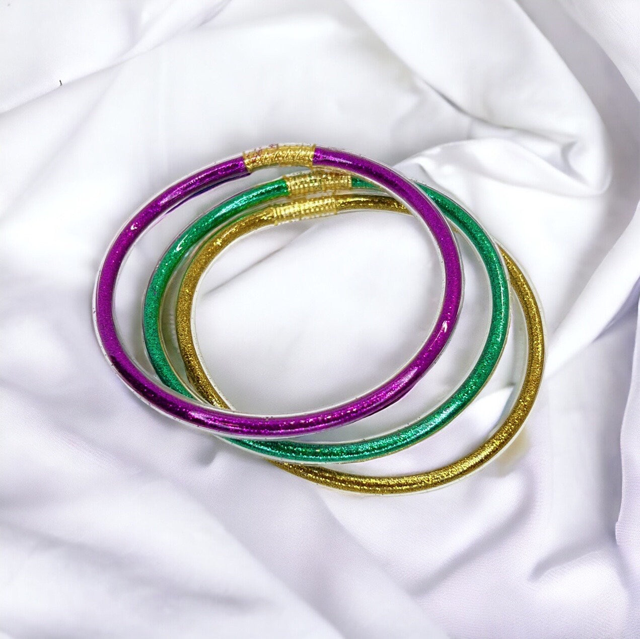 Mardi Gras Bracelets - Purple Green Gold, Bangle Bracelets, Mardi Gras Accessories, New Orleans, Friendship Bracelet, Mardi Gras Bracelet