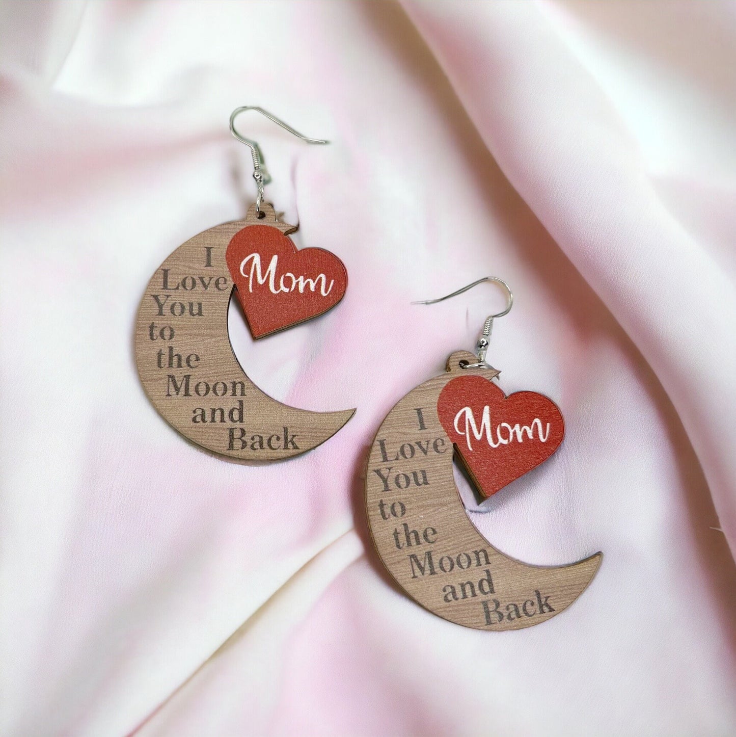 Love You to the Moon and Back Earrings - Baby Shower, New Mom, Mother’s Day, Mom Earrings, Momma Earrings, Mama Earrings, Bushel and a Peck