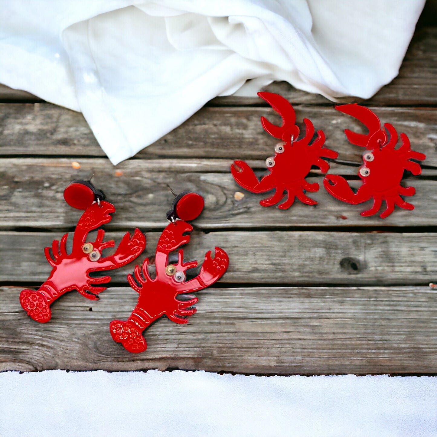 Cajun Earrings - Crab Earrings, Crawfish Earrings, Lobster Earrings, Handmade Earrings, Animal Earrings, Googly Eyes, Crawfish Boil, Crabs