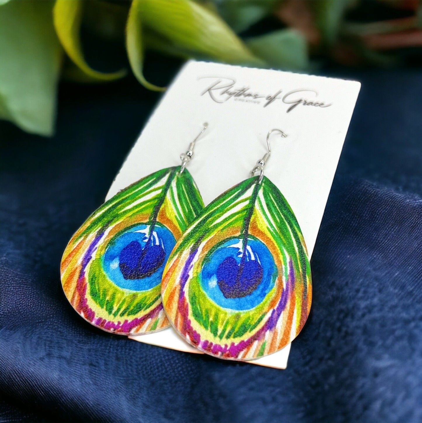 Peacock Earrings - Peacock Jewelry, Dangle Earrings, Peacock Feather, Handmade Earrings, Peacock Accessories, Handmade Jewelry, Colorful