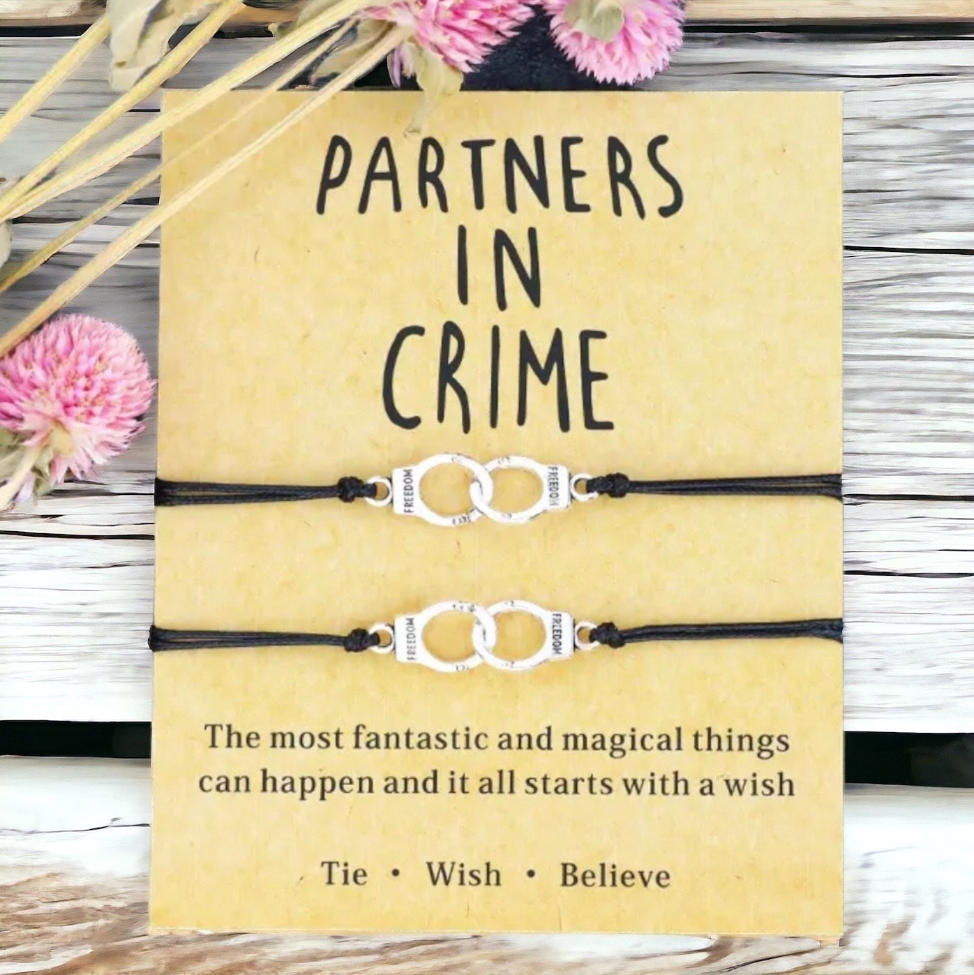 Partners in Crime Bracelet, Friendship Bracelet, Best Friend, Wish Bracelet, Sister in Law, Bestie Bracelet, Handmade Bracelet, Best Friends