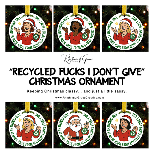 🎄 New in the Shop: The “Recycled Fucks I Don’t Give” Ornament Collection