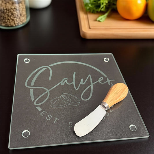 Say Cheese in Style with Our Custom Etched Glass Cheese Boards! 🧀