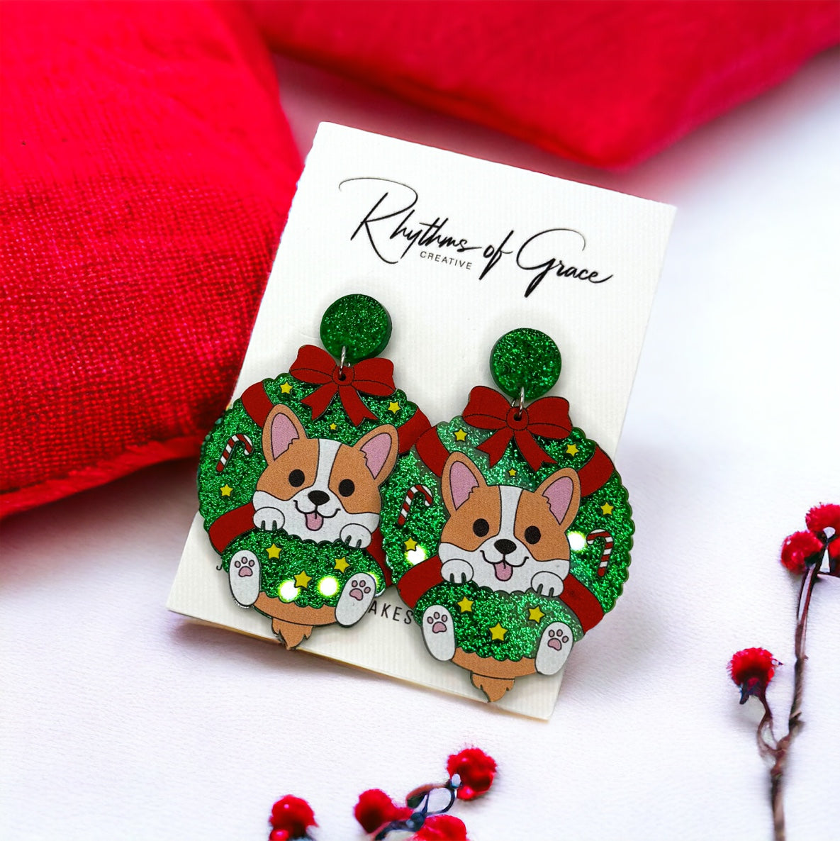 Deck the Halls and Yourself with Christmas Wreath Earrings! 🐾🎄