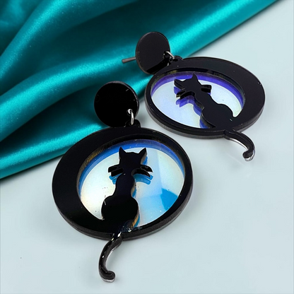 Enchant Your Look with Cat and Moon Earrings - Perfect for Halloween!