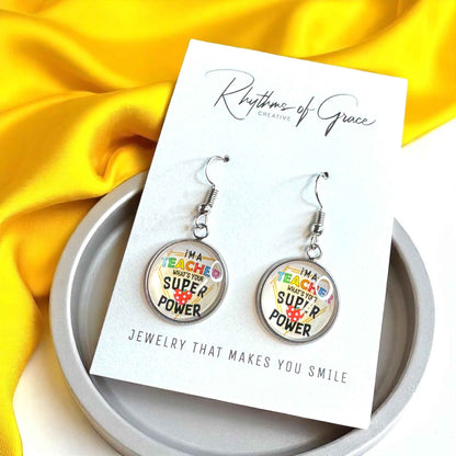 Inspire & Shine with Teacher Cabochon Dangle Earrings!