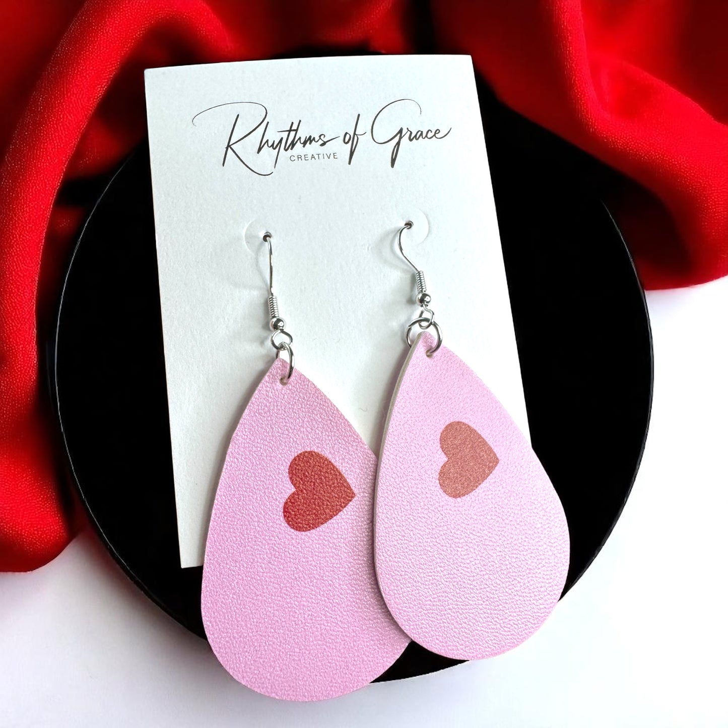 Teardrop Faux Leather Heart Earrings – Two Stunning Styles