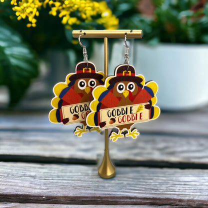 Turkey Earrings - Thanksgiving Earrings, Thanksgiving Accessories, Turkey Trot, Thanksgiving Turkey Earrings - Rhythms of Grace Creative