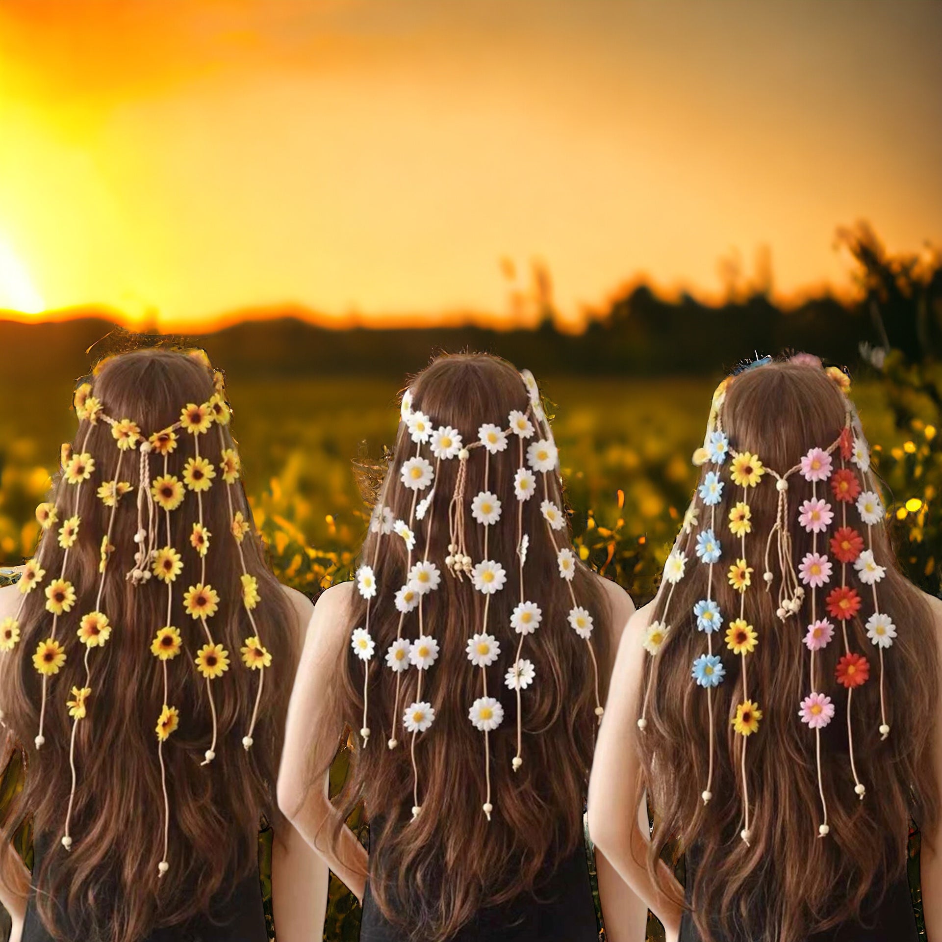 Flower Child Headband - Floral Headpiece, Flower Headband, Flower Headpiece, Sunflower Headpiece - Rhythms of Grace Creative